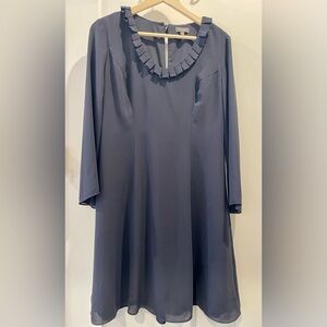 The Limited Navy Ruffle Neck Dress